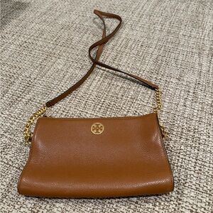Tory Burch Tan Leather Crossbody with Gold Chain
